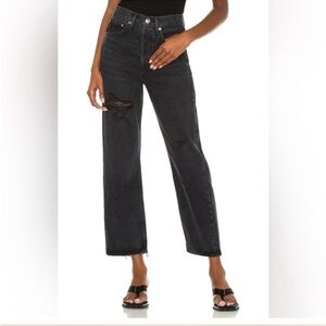 AGOLDE Black 90’s Crop Buttonfly Jeans Size 28.